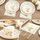 Easter Paper Plates and Napkins-168PCS Easter Dinnerware Bunny Party Supplies includes Paper Plates and Napkins Disposable Serve 24 for Baby Shower Spring Picnic Birthday Party Decorations (9 inch/7 inch)