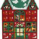 Christmas Wooden Advent Calendar House 2026 with Drawers and Led, Countdown to Christmas Decoration to Fill Small Gifts, red
