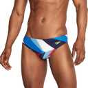 Speedo Men's Swimsuit Brief Creora Highclo Printed (34, Drift Red/White/Blue)