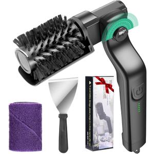 Juome Electric Grill Brush for Outdoor Grill, Cordless Rechargeable BBQ Grill Cleaner with 180Adjustable Angle, Grill Cleaning Brush Kit with Grill Scraper, BBQ Grill Tools Accessories