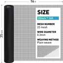 304 Stainless Steel Mesh Window Screen Roll,35IN x 16FT Black Metal Window Screen Replacement,Window Screen Mesh for Window,Door,Patio,Pet,Vent,Filter,Porch,Cage and DIY Projects (22 Mesh)