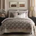 Levtex Home Adare Cocoa Reversible Full/Queen Quilt Set (88x92in) and 2 Pillow Shams (26x20in) - Floral Bedding - Brown Cream - Cotton Full/Queen Size Quilt Bedding Set - Lightweight, Soft, Pre-Washed