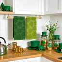 2 x Sarybei St Patrick's Day Bathroom Towel - 2 Pcs Large Pure Cotton Green Shamrocks Towels Set - Ultra Absorbent Hand Towels for Home Kitchen Irish Decorations