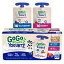 GoGo squeeZ yogurtZ Variety Pack, Blueberry & Berry, 3 oz (Pack of 20), Kids Snacks Made from Real Yogurt and Fruit, No Fridge Needed, Gluten Free, Nut Free, Recloseable Cap, BPA Free Pouches (EXP 11/10/26)