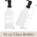 Emerson Essentials Glass Soap Dispenser Set  16 oz 2-Pack  Refillable Dish & Hand Soap Dispensers for Kitchen or Bathroom  Stainless Steel Pump & Waterproof Labels Included (White | Black)