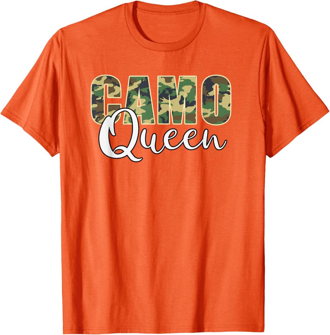 Camo Queen Orange Camouflage Women T-Shirt (Small)