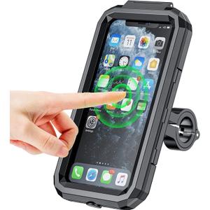 Kewig Bike Phone Mount Waterproof, Motorcycle Phone Mount with Aluminum Alloy Handlebar Mount Base & Touch-Screen, 360 Rotation Bike Phone Holder Suitable for 4.7'' - 6.3'' Cellphones
