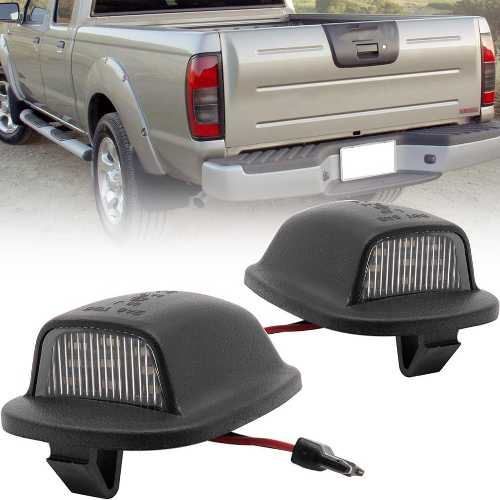 Xenon White LED License Plate Lights for 1999-2004 Nissan Xterra WD22 1998-2004 Nissan Frontier Navara NP300 D22 Rear Tag License Number Plate Lamps Assembly