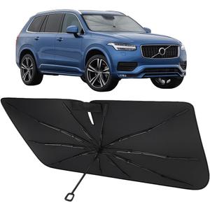 Proadsy Windshield Sun Shade Umbrella for Volvo XC90 2016-2025 2026 Foldable Car Umbrella Sunshade with Soft TPU Handle Spring Structure Crystal Cooling Material Protect Car from Rays & Heat