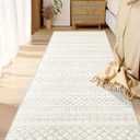 Runner Rug 2x7 Boho Geometric Area Rugs: Washable Kitchen Rug, Soft Non Slip Moroccan Long Hallway Rugs for Bedroom Bathroom Laundry Entryway Staircase Foyer(Beige,2X7)