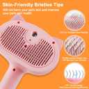 Pet Steam Brush for Dogs, 4 in 1 Cat Steam Brush for Long Short Haired, Self Cleaning Brush for Shedding, Metal Pet Misting Hair Comb with Handle for Grooming Kitten Dog(Pink)