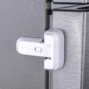 Pack of 2 Child Proof Fridge Lock with Adhesive - No Tools Required - Refrigerator Lock for Kids - Freezer Latch to Keep Door Closed - for Toddlers, Cats, & Dogs - White