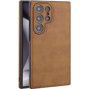 for Samsung Galaxy S24 Ultra Case Leather,Vintage Classic PU Leather Luxury Business Camera Frame Protection Cover,Soft Non-Slip Grip Anti-Scratch Shockproof Case for Samsung Galaxy S24 Ultra (Brown)