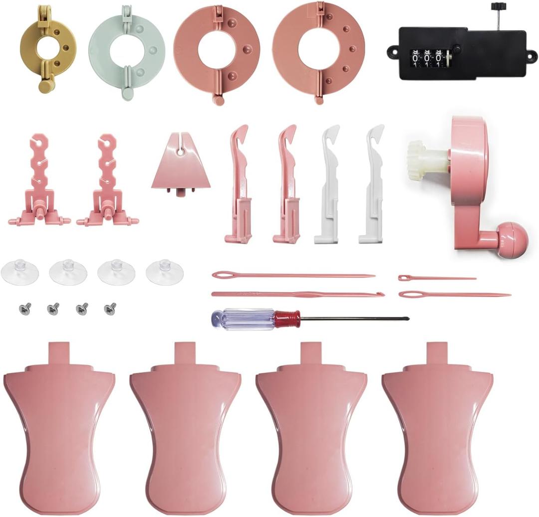 30 Pcs SENTRO 22 40 48 Knitting Machine Accessories Various Weaving Loom Round Knitting Machines Replacement Tools Include Adapter Handle Tensioner Digital Counter and Knit Hook Kit for Adults & Kid