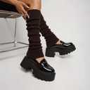 Leg Warmers for Women Winter Leg Warmers Y2k Cute Knit Long Socks for Girls (Brown)