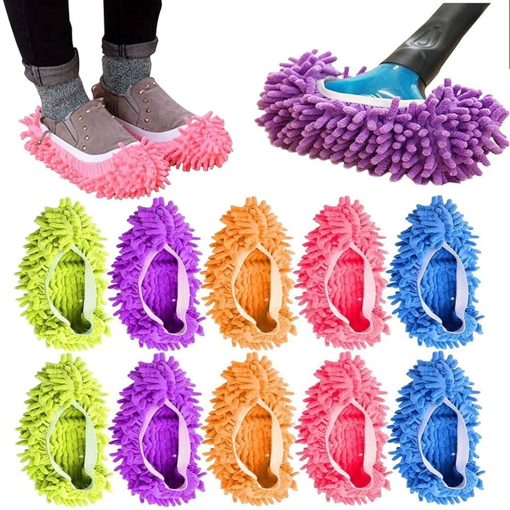 Dust Mop Slippers  Gray One Size 4 Pack