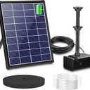 Biling 5.5W Solar Fountain for Bird Bath, DIY Solar Water Pump with 3000mAh Battery Backup Work All Day, 5ft Tubing 5 Nozzles for BirdBath, Small Pond, Fish Tank and Hydroponics