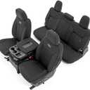 Rough Country Neoprene Seat Covers for Chevy Silverado & GMC Sierra 1500 (2019-2025) w/Rear Seat Storage & Cup Holder - Waterproof & UV Resistant, Foam Padded, Front & Rear Seat Cover Set