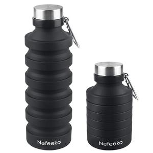 Nefeeko Collapsible Water Bottle, 27oz Reuseable BPA Free Silicone Foldable Portable Leak Proof Sports Water Bottle with Carabiner for Travel Gym Camping Hiking
