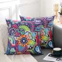 hyha Paisley Throw Pillow Covers 20x20 Inch, Set of 2 Printed Velvet Couch Pillows, Floral Pattern Decorative Pillow Covers, Multicolor Boho Pillow Covers for Bed Couch,(20x20, Paisley Floral)
