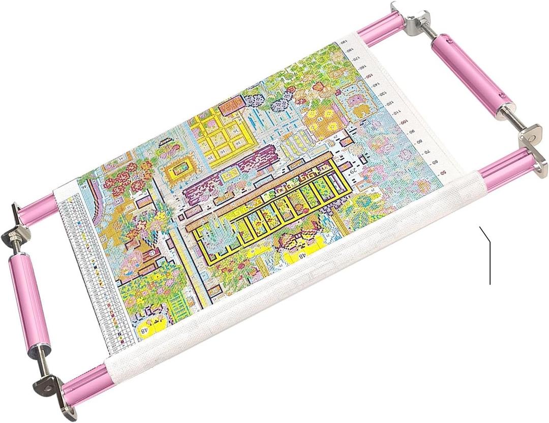 Couple Embroidery Art Embroidery Clip Frame Cross Stitch 4 Slot Presser Heavy Duty Embroidery Bandage Embroidery Frame Needlepoint Frame Embroidery Scroll Frame Embroidery Frames (Pink)