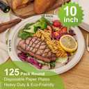 WELLIFE 100% Compostable Paper Plates 10 Inch, 125-Pack Heavy Duty Paper Plates Bulk,Biodegradable Bagasse,Eco-Friendly Disposable Dinner Plate for BBQ,Picnic,Party (BPI Certified,Microwaveable)
