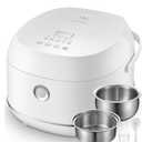 Stainless Steel Rice Cooker Small 5 Cup (Uncooked) / 10-Cup (Cooked) with Stainless Steel Inner Pot, Compact Mini Rice Cooker Small Kitchen, Low Carb Rice Maker, 24H Timer and Auto Keep Warm