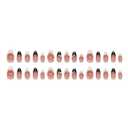 MERVF Almond Medium Press on Nails - White Black French Tip Fake Acrylic Nails, Rhinestones Design Wedding Glossy Finish 24pcs