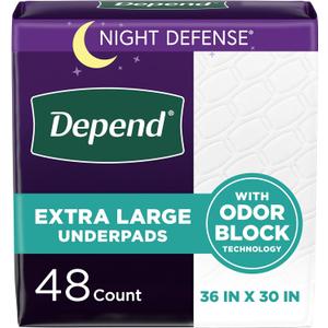 Depend Underpads XL, Disposable Incontinence Bed Pads for Adults, Slip Resistant, 36" x 30", 48 Count
