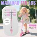 Kick Scooter for 3+Years Old Boys & Girls Lightweight, Foldable, Aluminum Frame, and Adjustable Handlebars, Rear Brake, and Flashing Light up Wheels