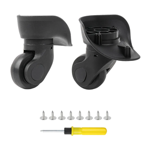 BQLZR Black Luggage Wheels Replacement Plastic Left & Right Swivel Luggage Suitcase Caster Wheels with 4 Holes,Hole Pitch (1.3"/1.54"/1.77"/1.18") 360 Degree Rotation