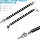 2pc Adjustable 10"-13" Front Bumper Lip Splitter Diffuser Strut Rod Tie Bars Compatible with Most Vehicles