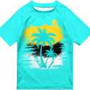 SunFocus Rash Guard Shirt for Boys 5T Short Sleeve UPF 50+ UV Sun Protection Quick Dry T Shirt for Kids