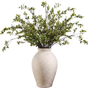 Zeyune 6 Pcs Artificial Ficus Branches 40'' Long Spring Faux Eucalyptus Stems Plastic Fake Greenery Branches for Vase Filler DIY, Wedding Home Office Modern Minimalist Indoor Outdoor Decor, No Vase