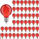 LEIFIDE 25 Pcs G40 Light Bulbs G40 LED Replacement Light Bulb 1W G40 Globe Bulb Plastic Bulb E12 Base Christmas Round Replacement Bulb for Outdoor Indoor Patio String Lights Xmas (Red)