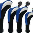 Golf Club Head Covers for Woods 3/4/5/6 Pieces Long Neck Mesh Sports Golf Club Headcovers Set with Interchangeable No. Tags 3 4 5 6 7 X Golf Accessories for Men Women