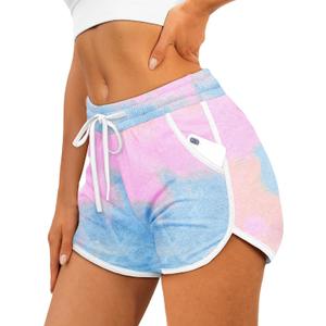 Aloodor Womens Athletic Shorts Running Dolphin Shorts with Pockets and Drawstring (M)