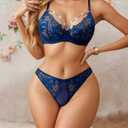 changlizi Lingerie for Women Lace Strappy Bra and Panty Sets 2 Pieces Sexy Underwear Underwire Lingerie Set (Black, 32C) (Black)
