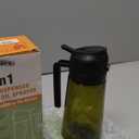 Olive Oil Dispenser and Oil Sprayer  16oz/470ml Glass Light-Proof Oil Pourer for Kitchen, Air Fryer, Cooking, Salad, and BBQ (Black)