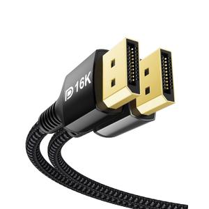 Stouchi VESA Certified DisplayPort 2.1 Cable 6.6FT, 54Gbps UHBR13.5 [16K 8K 4K@240Hz] Long DP Cord, Support FreeSync G-Sync, DSC 1.2a, Snag-Free Connector for RTX 5090/4090, Gaming Monitor (Black)