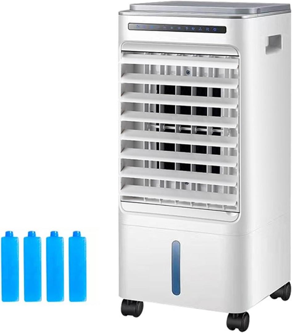Swamp Coolers, Evaporative Coolers with 5L/1.3 Gal Water Tank, Remote 7.5H Timer, 4 Ice Packs, 60 Oscillation, Portable Cooling Fan for Indoor Outdoor