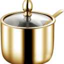 Mozacona Gold Stainless Steel Sugar Bowl Spice Jar Seasoning Pot Storage with Lid Spoon