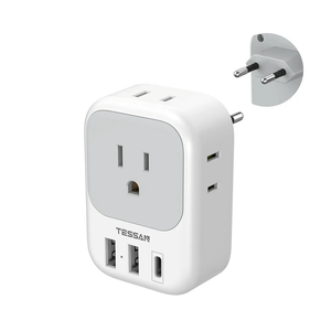European Travel Plug Adapter USB C, TESSAN International Plug Adapter with 4 AC Outlets 3 USB Charging Ports, Type C Europe Power Adaptor for US to EU France Germany Iceland Spain Italy