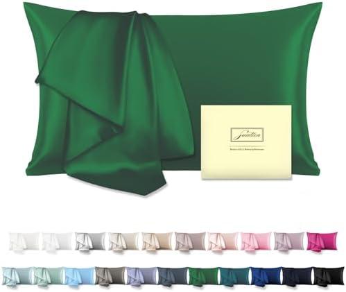 Mulberry Silk Pillow Cases Standard Size Silk Pillowcase with Zipper Soft Breathable Smooth Cooling Satin Silk Pillow Covers for Sleeping for Hair and Skin (Olive Green,20"X 26",1Pcs)