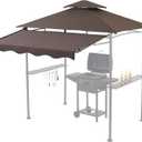 CHARMELEON 8'x8' Grill Gazebo Replacement Cover Canopy Top&Awning -Brown (Fabric only; Metal Parts not Included)