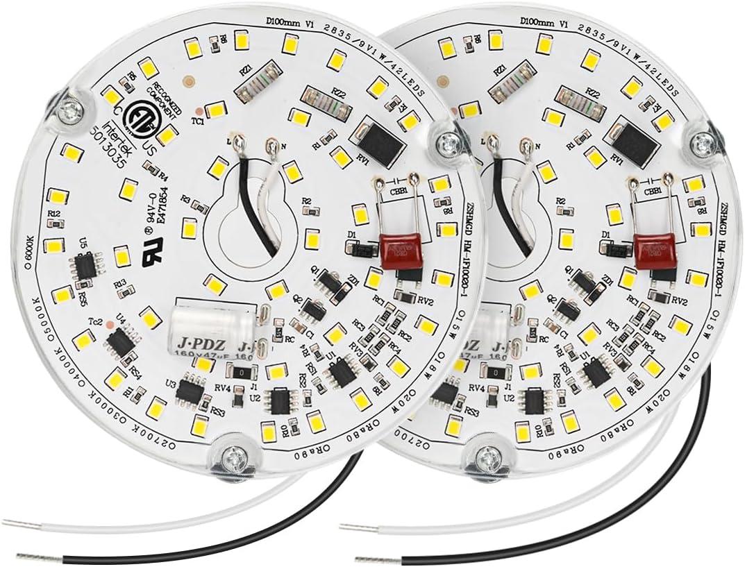 2 Pack LED Ceiling Fan Light Replacement Kit, Retrofit for Ceiling Lights, 15W 120V 5000K CRI90, Dimmable Engine for Pendant, Lantern