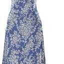 BTFBM Women's Summer Dress Sleeveless Spaghetti Strap Midi Dress Sexy Cowl Neck Floral Cocktail Dress Party Dresses, XL