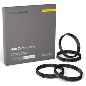 Hubcentric Rings (Pack of 4) - 95.1mm ID to 106.1mm OD - Black Poly Carbon Plastic Hubrings Hub - Only Works on 95.1mm Vehicle Hubs and 106.1mm Wheel Centerbore