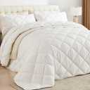 ENJOHOS 132x120 White Oversized King Extra Wide Comforter California King Cool Comforter for Extra Large Bed, Lightweight Breathable Bedding with 2 Matching Pillow Cases