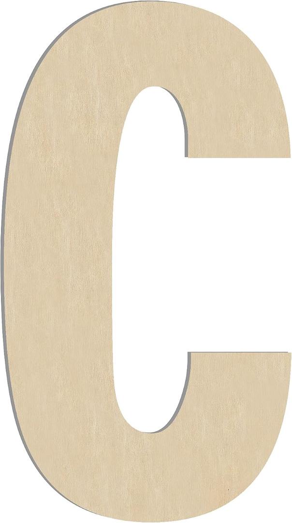 HILAZA 17 Inch Large Wooden Letter C, 1/4 in Thick Big Wood Letter for Wall Decor Crafts